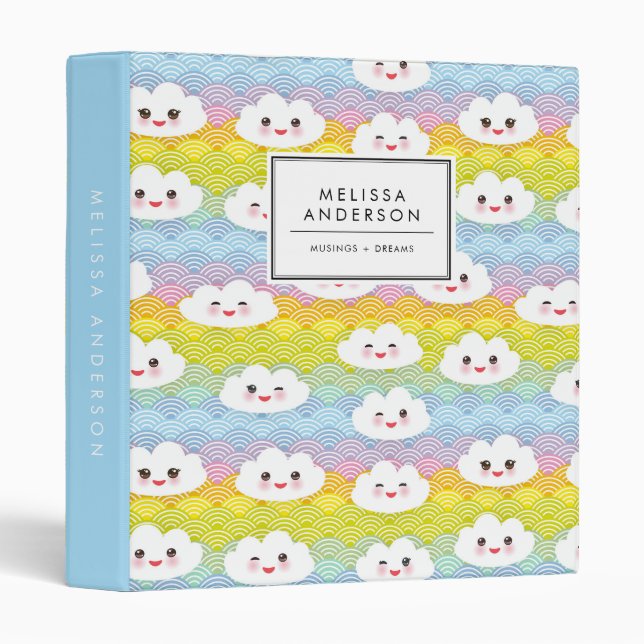 Cute and Colourful Kawaii Clouds Pattern Binder (Front/Spine)