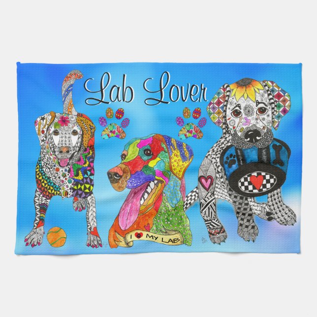 Cute and Colourful Labrador Retriever Kitchen Towe Towel (Horizontal)