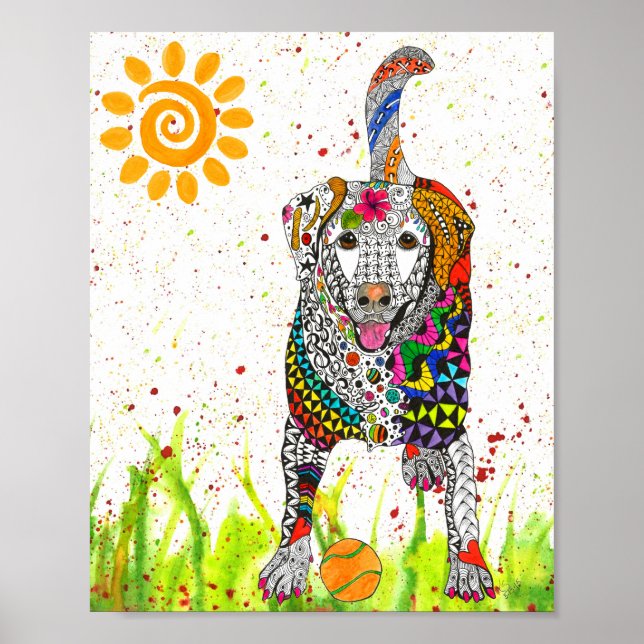 Cute and Colourful Labrador Retriever Poster (Front)