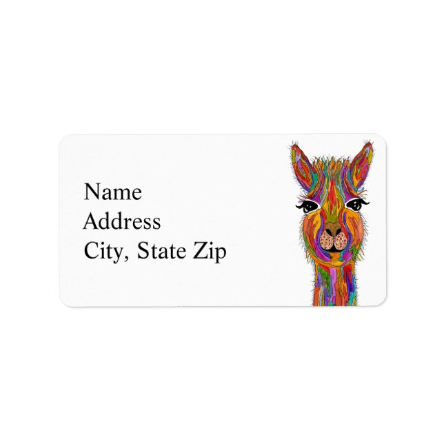Cute and Colourful Llama Address Label (Front)