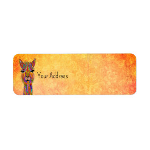 Cute and Colourful Llama Alpaca Address Label