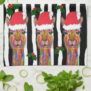 Cute and Colourful Llama Christmas Kitchen Towel