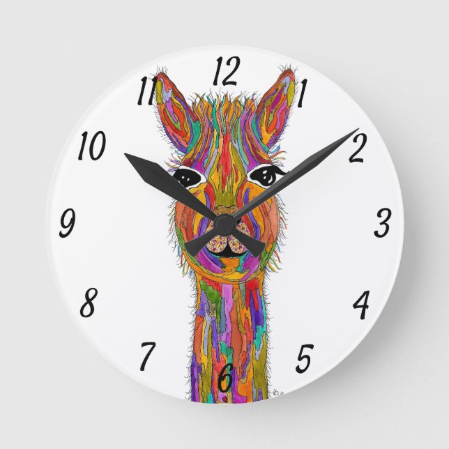 Cute and Colourful Llama Clock (Front)