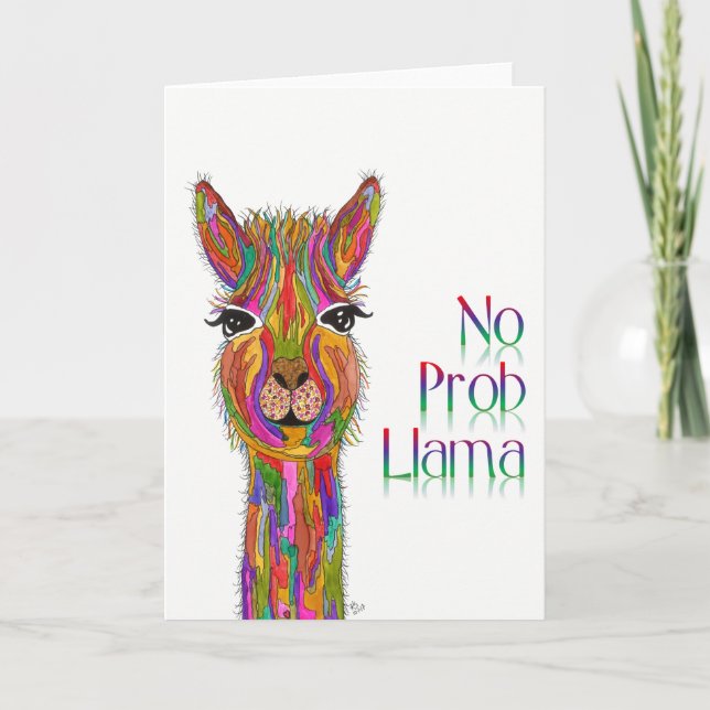 Cute and Colourful Llama Greeting Card (Front)