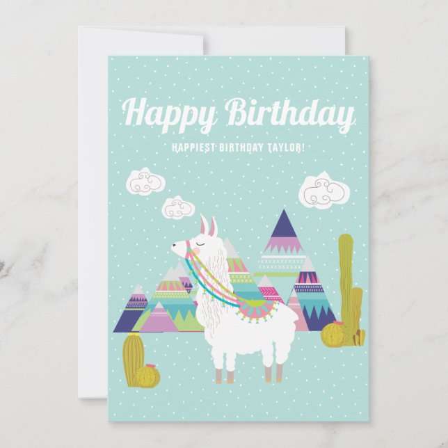 Cute and Colourful Llama Happy Birthday (Front)