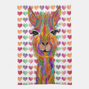 Cute and Colourful Llama Kitchen Towel