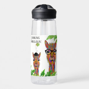 Cute and Colourful Llama Looking Fabulous Water Bottle