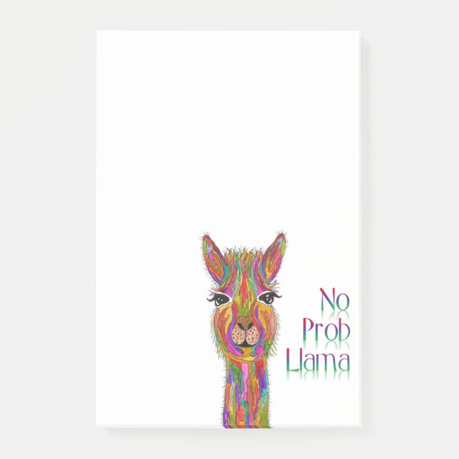 Cute and Colourful Llama Post-it Notes (Front)