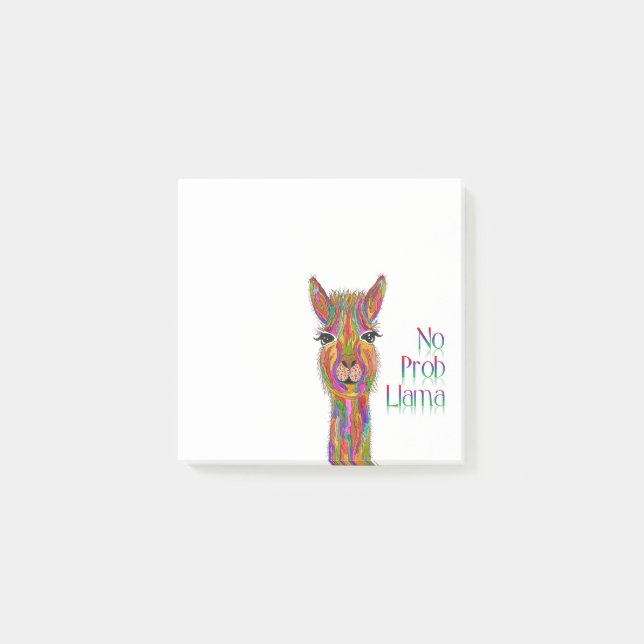 Cute and Colourful Llama Post-it Notes (Front)