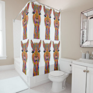 Cute and Colourful Llama Shower Curtain