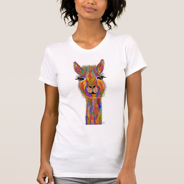 Cute and Colourful Llama T-Shirt (Front)