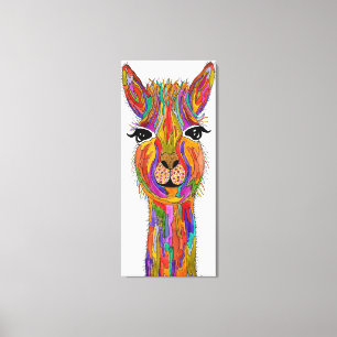 Cute and Colourful Llama Wrapped Canvas