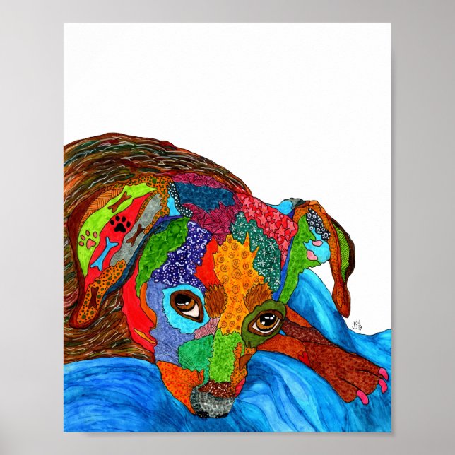 Cute and Colourful Mixed Breed Dog Poster - "8x10" (Front)