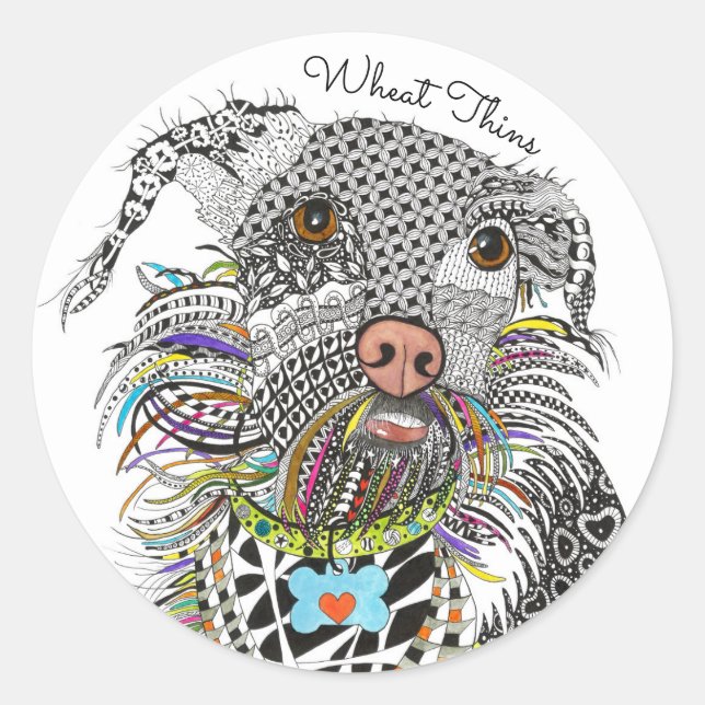 Cute and Colourful Mixed Breed Terrier Dog Sticker (Front)