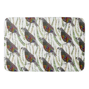 Cute and Colourful Mountain Quail Bath Mat
