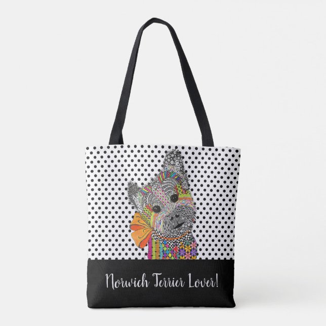 Cute and Colourful Norwich Terrier Lover Tote Bag (Back)