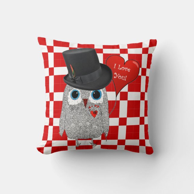 Cute and Colourful Owl Throw Pillow (Front)