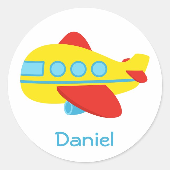 Cute and Colourful Passenger Aeroplane Classic Round Sticker (Front)