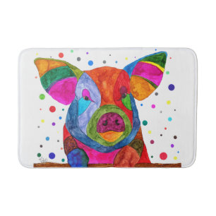 Cute and Colourful Pig Bath Mat