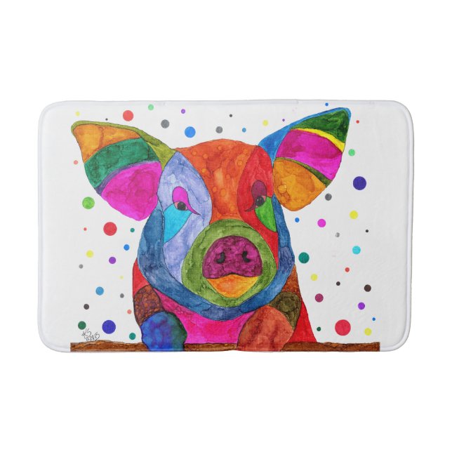 Cute and Colourful Pig Bath Mat (Front)