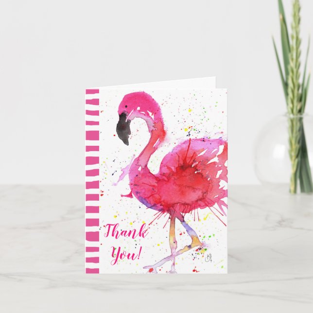 Cute and Colourful Pink Flamingo Greeting Card (Front)