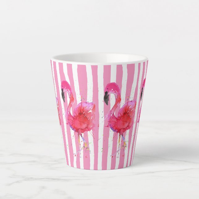Cute and Colourful Pink Flamingo Latte Mug (Front)