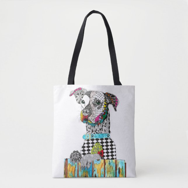 Cute and Colourful Pit Bull Tote Bag (Front)