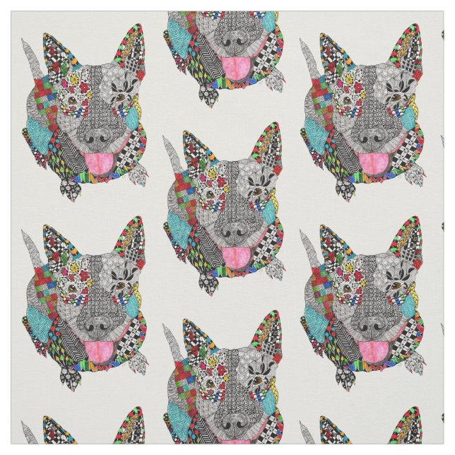 Cute and Colourful Pitbull Fabric (Swatch)