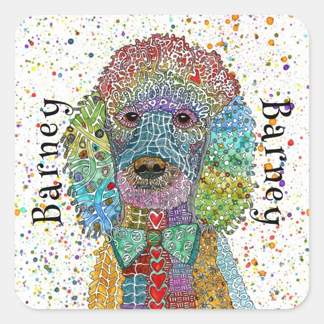 Cute and Colourful Poodle Goldendoodle Square Sticker (Front)