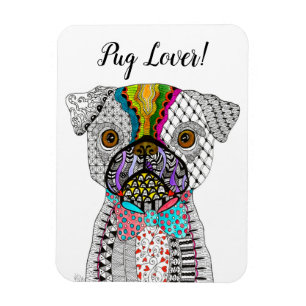 Cute and Colourful Pug Magnet 3"x4"