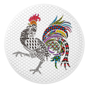 Cute and Colourful Rooster Ceramic Knob