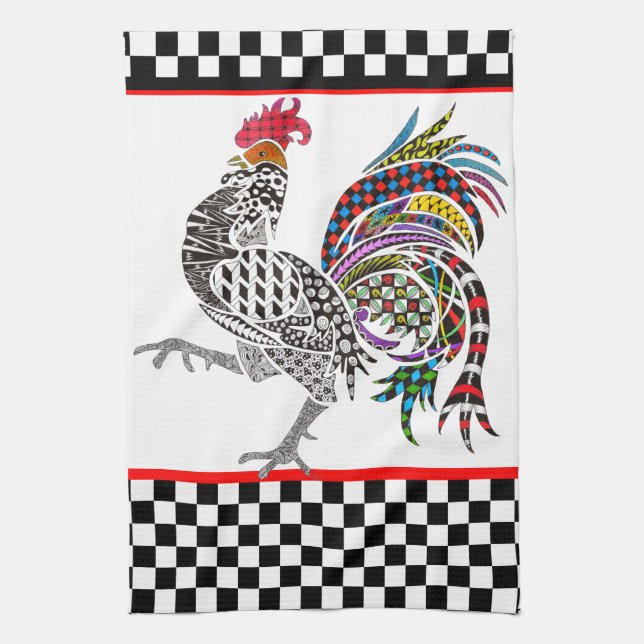 Cute and Colourful Rooster Kitchen Towel (Vertical)