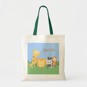 Cute and Colourful Safari Animals Kids Tote Bag