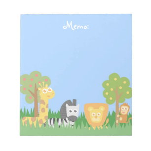 Cute and Colourful Safari Animals Theme Notepad