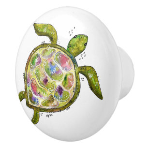 Cute and Colourful Sea Turtle Ceramic Knob