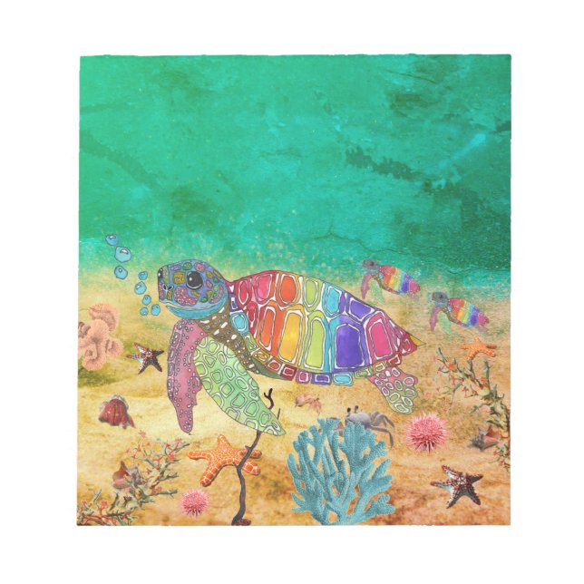 Cute and Colourful Sea Turtle Notepads (Front)