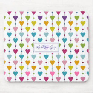 Cute and Colourful Seamless Hearts Pattern Mouse Pad