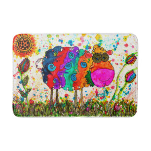 Cute and Colourful Sheep Bath Mat