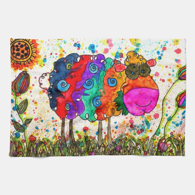 Cute and Colourful Sheep Kitchen Towel (Horizontal)