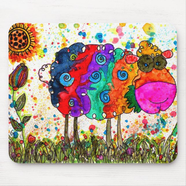 Cute and Colourful Sheep Mousepad (Front)