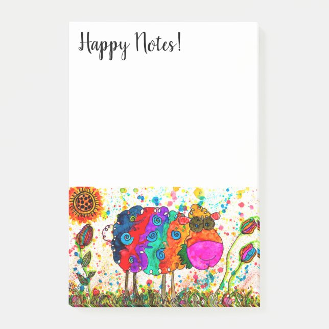 Cute and Colourful Sheep Post-it Notes (Front)