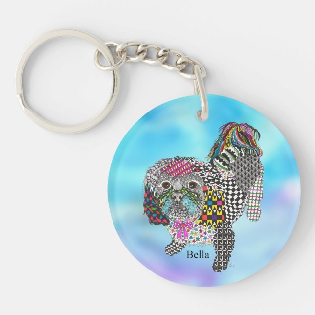 Cute and Colourful Shih Tzu Keychain (Front)