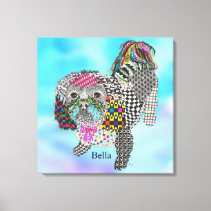 Cute and Colourful Shih Tzu Wrapped Canvas 24"x24"