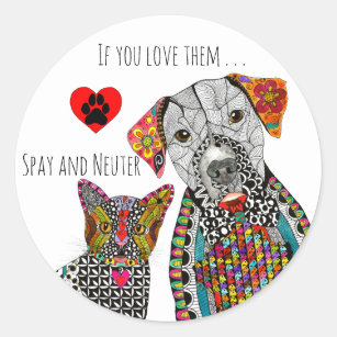 Cute and Colourful Spay and Neuter Sticker