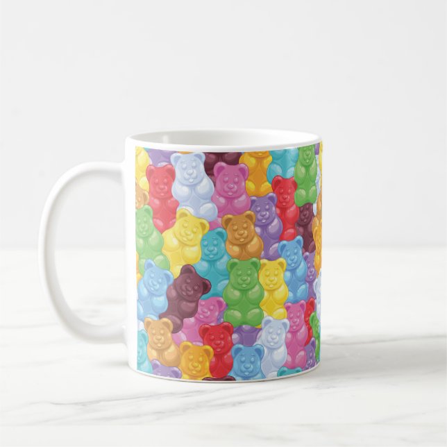 Cute and Colourful Sweet Gummy Bears Coffee Mug (Left)