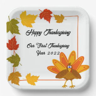 Cute and colourful Turkey Thanksgiving Paper Plate