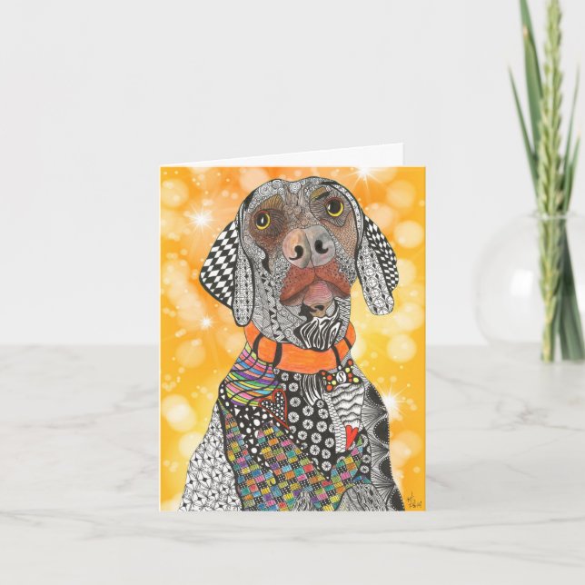 Cute and Colourful Weimaraner Greeting Card (Front)