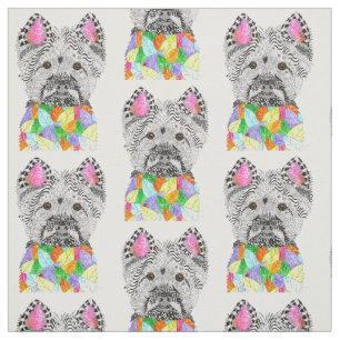 Cute and Colourful West Highland Terrier Fabric