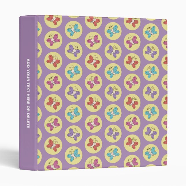 Cute and Colourful Whimsical Butterflies Pattern Binder (Front/Spine)