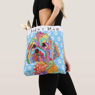 Cute and Colourful Yorkipoo Personalized Tote Bag
